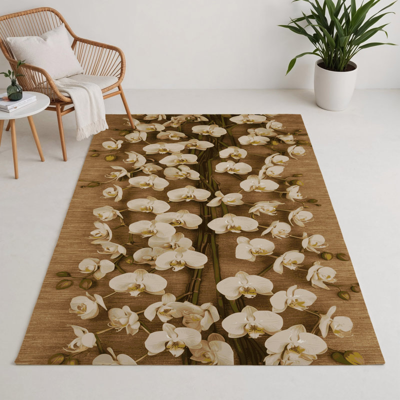 Tapis d'intérieur et d'extérieur brun Botanical, Rectangle 9 pi x 12 pi