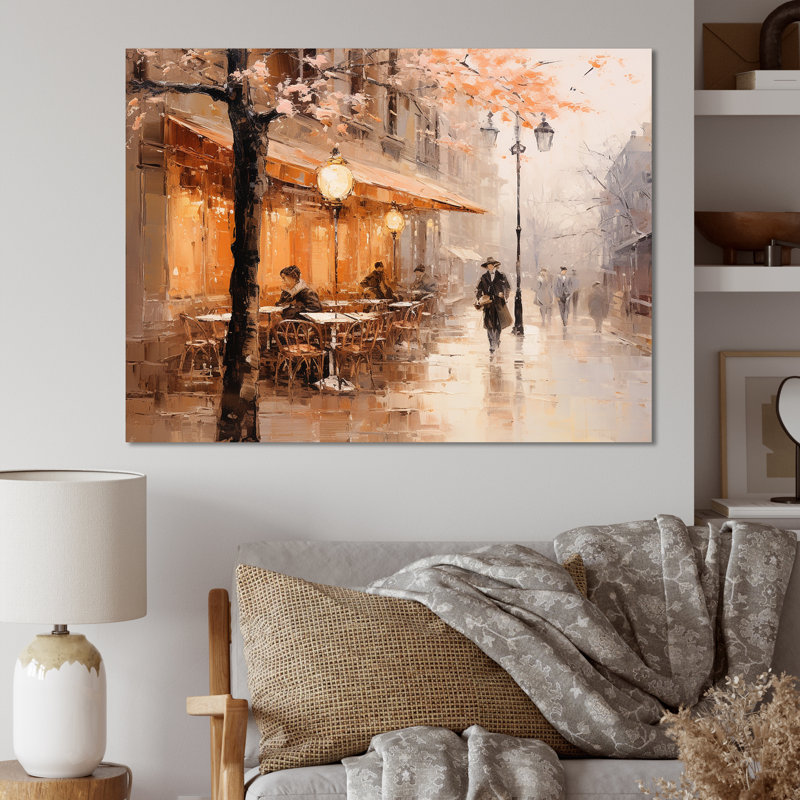 Café pêche impressionniste à Paris I - Paris; Décoration murale France, H 12 po x l 20 po x P 1 po, Toile tendue