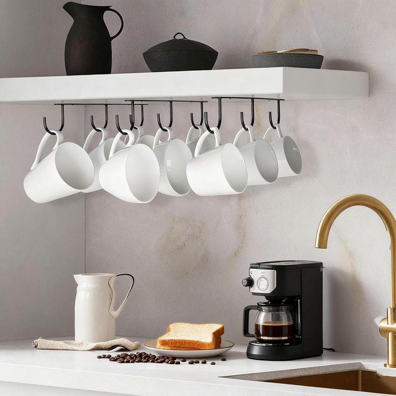 3pcs Under Cabinet Mug Hooks,Adhesive/Screw 2 Ways Install Mug Holder