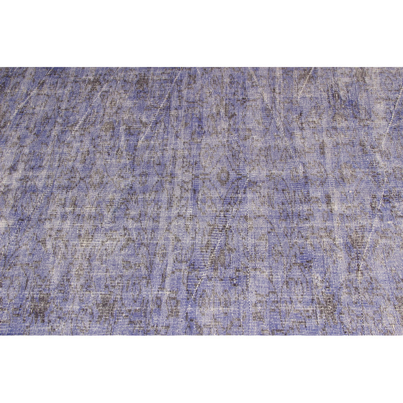 Grand tapis turc rétro en laine Oushak bleu pour la décoration de la chambre à coucher