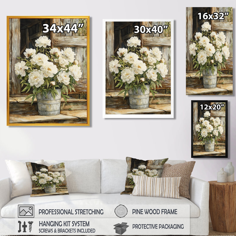 Paulette - impressions murales florales, Impression d'un seul cadre photo, Argent argent, H 40 po x l 30 po