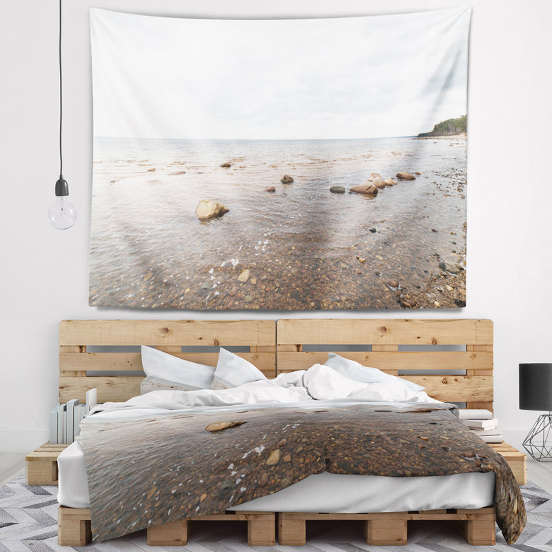 Tapisserie de plage d’automne en mer rocky, H 32 po x l 39 po