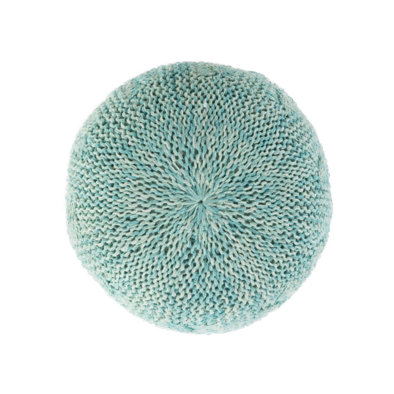 Pouf rond tricoté à la main Baltazar, tabouret d'appoint turquoise - Repose-pieds de coussin de sol multifonctionnel pour la décoration du salon
