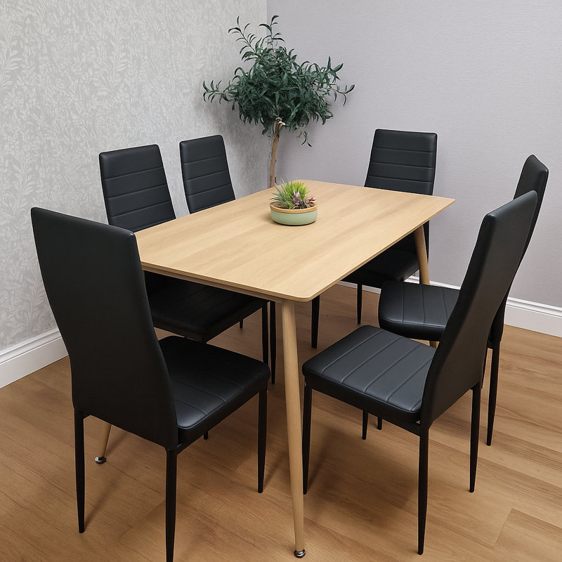 6 - Person Dining Set, Black