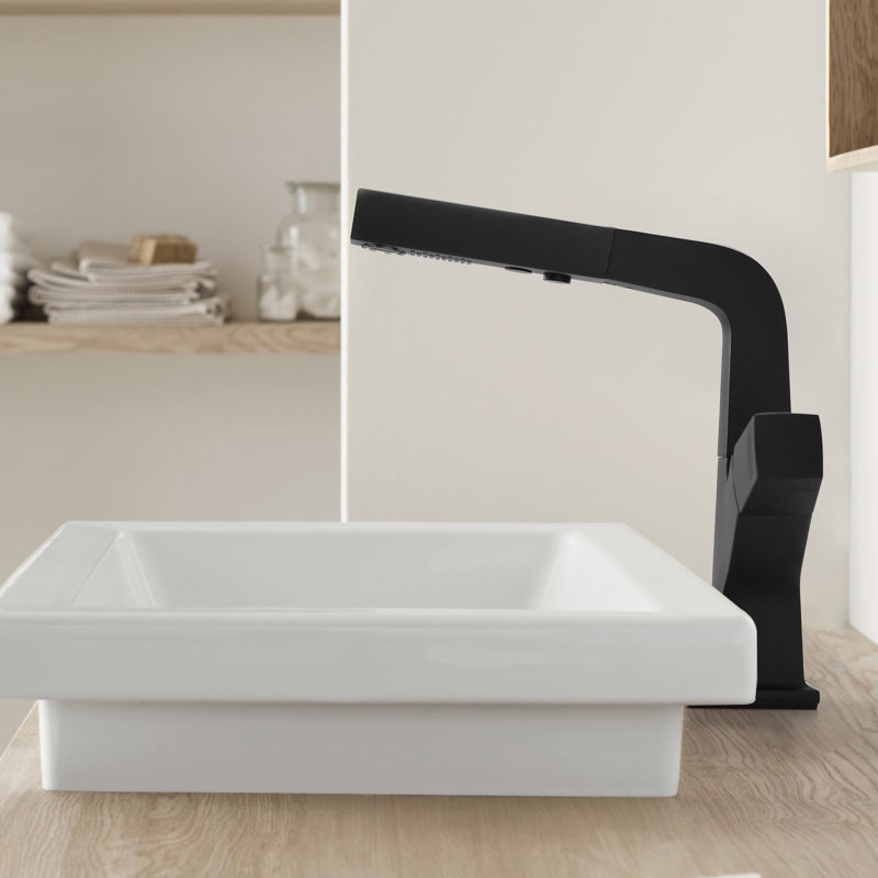  Single Hole Single Handle Bathroom Sink Faucet With Optional Drain Assembly, Drain Assembly Not Included, Matte Black