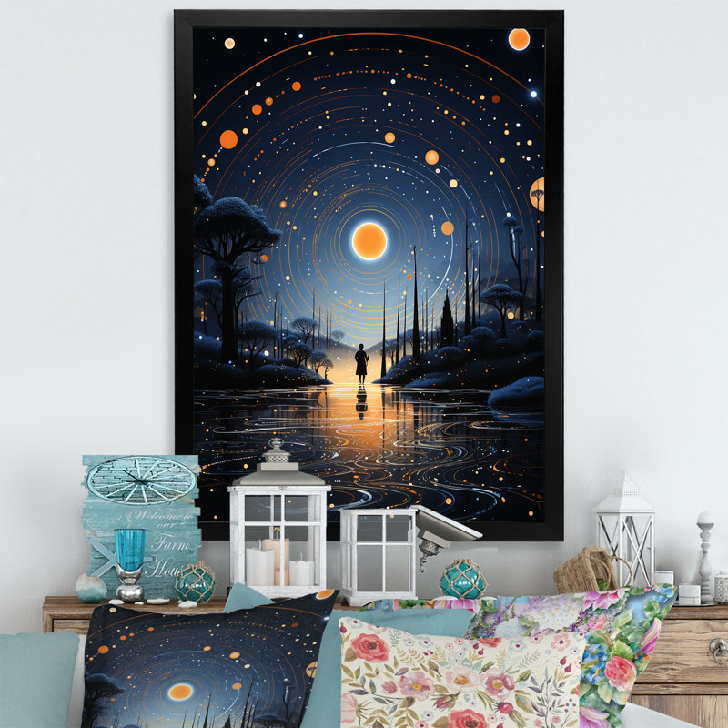 Amarilla Native Art Blue Celestial Guardians I, H 20 po x l 12 po x P 1 po, Cadre photo noir