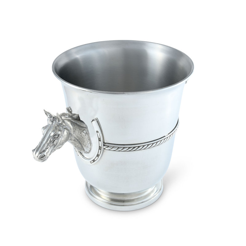 Seau à champagne à tête de cheval équestre étain