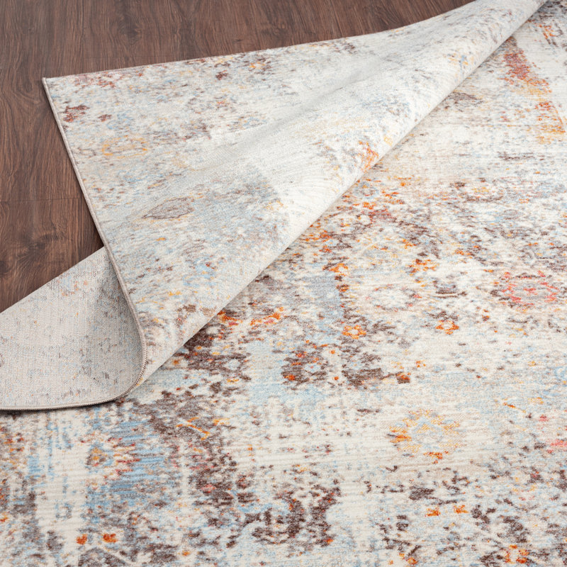 C Abstract Area Rug in Ivory, Rectangle 6'3" x 12'5"