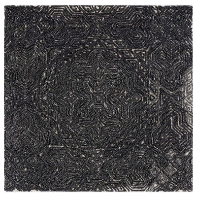 Tapis ivoire / noir en laine / coton touffeté à la main Angeli