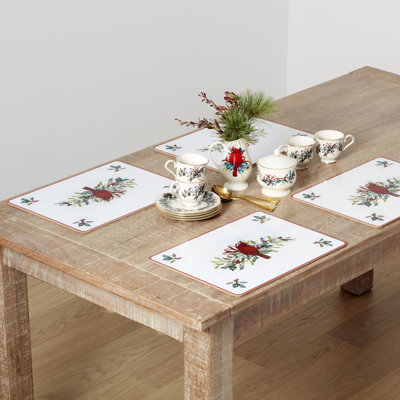 Lenox Winter Greetings Cardinal 12"x16" Cork Placemats