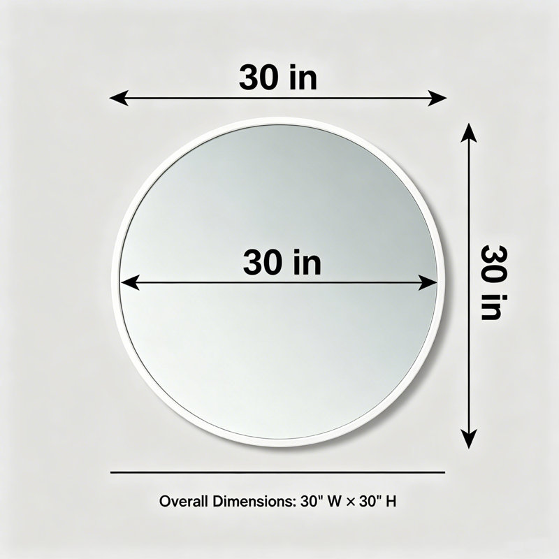 Miroir mural rond doré, H 30 po x l 30 po