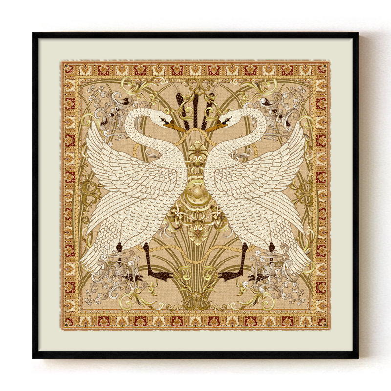 Swan Allegory, 20" H x 20" W, Black