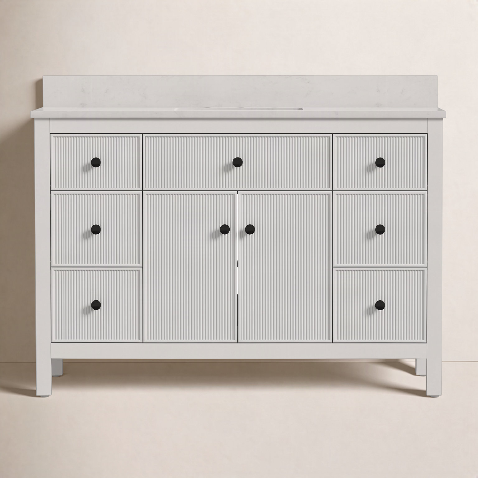 Dee 48" Single Bathroom Vanity, White/Black