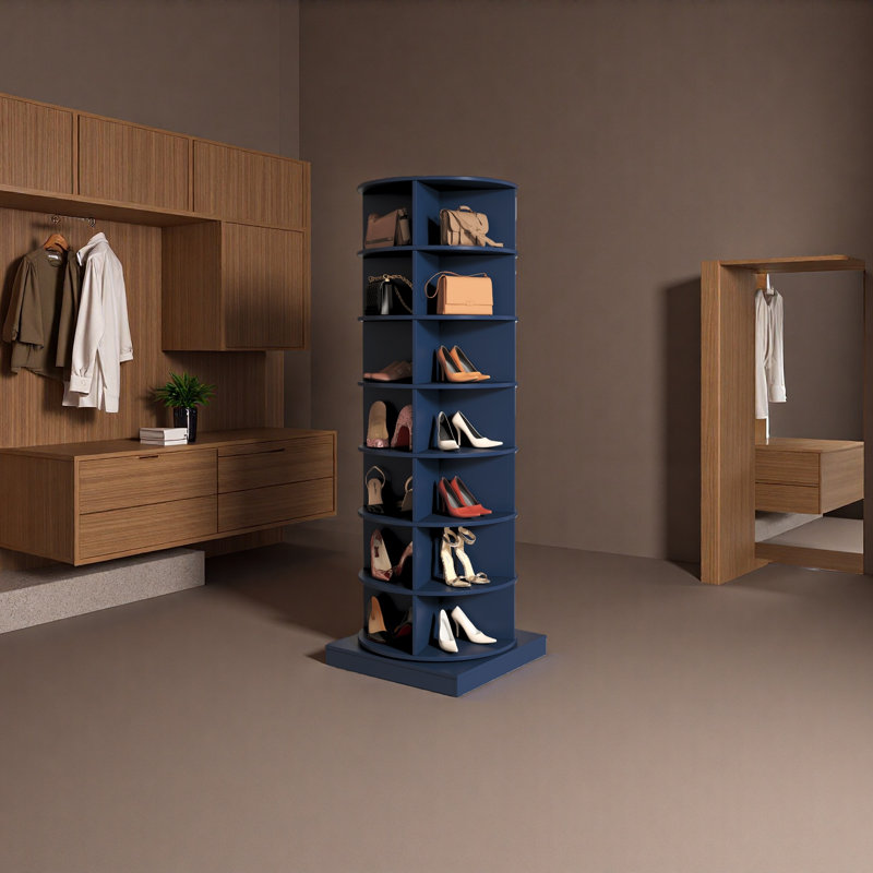 Armoire à chaussures rotative 360 7 niveaux, Bleu, 7