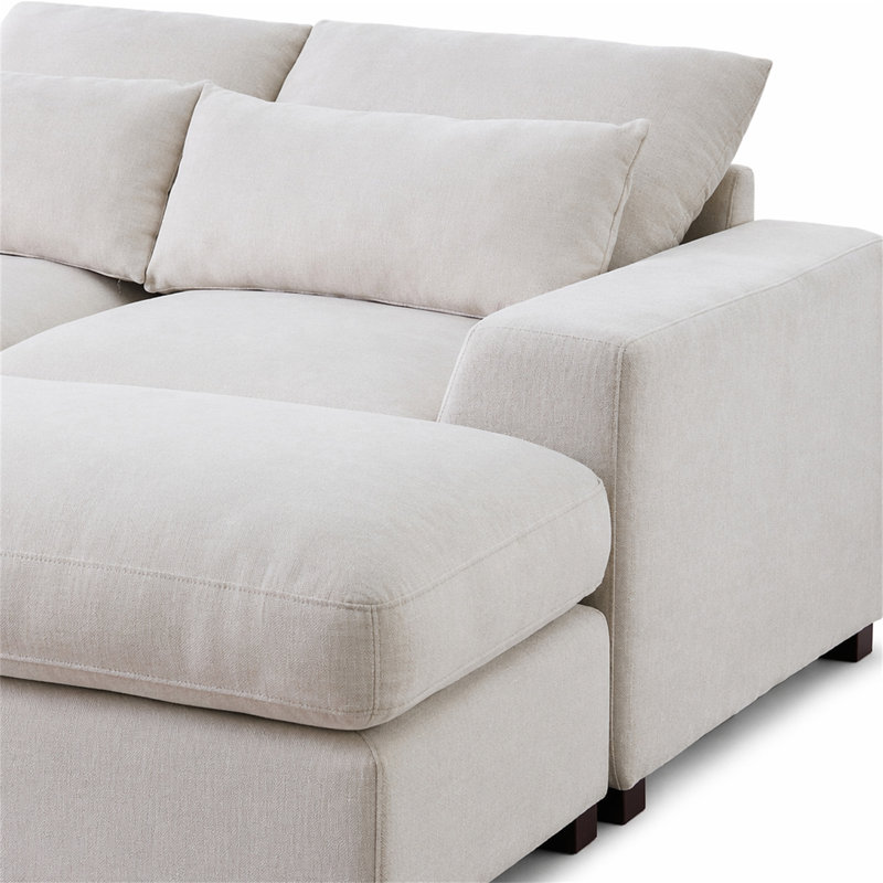 Canapé modulaire avec 2 repose-pieds Tatman, Beige