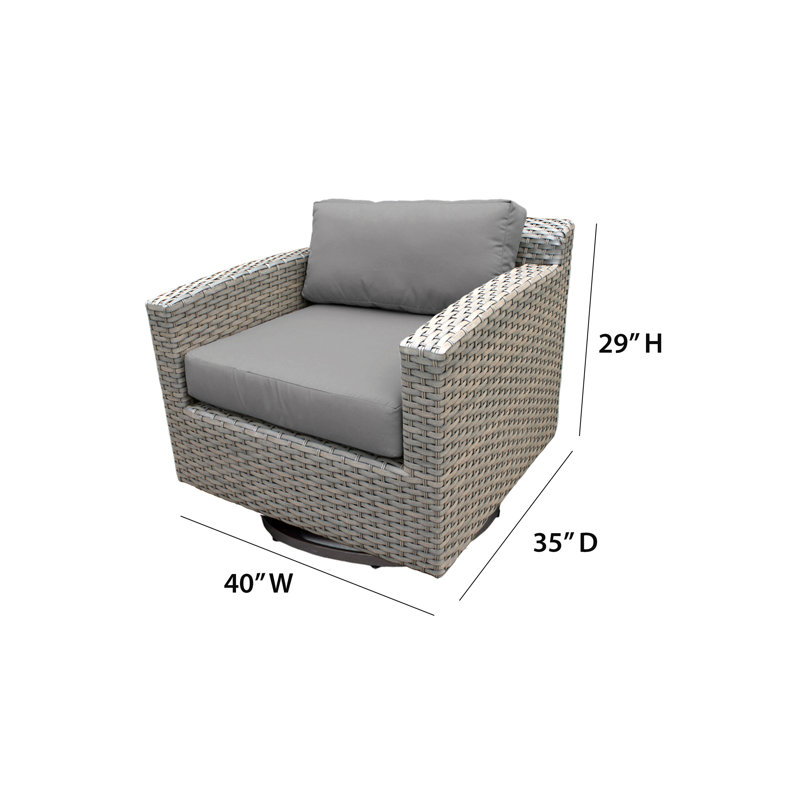 Swivel Premium All-Weather Wicker Outdoor Lounge Chair, Navy Performance