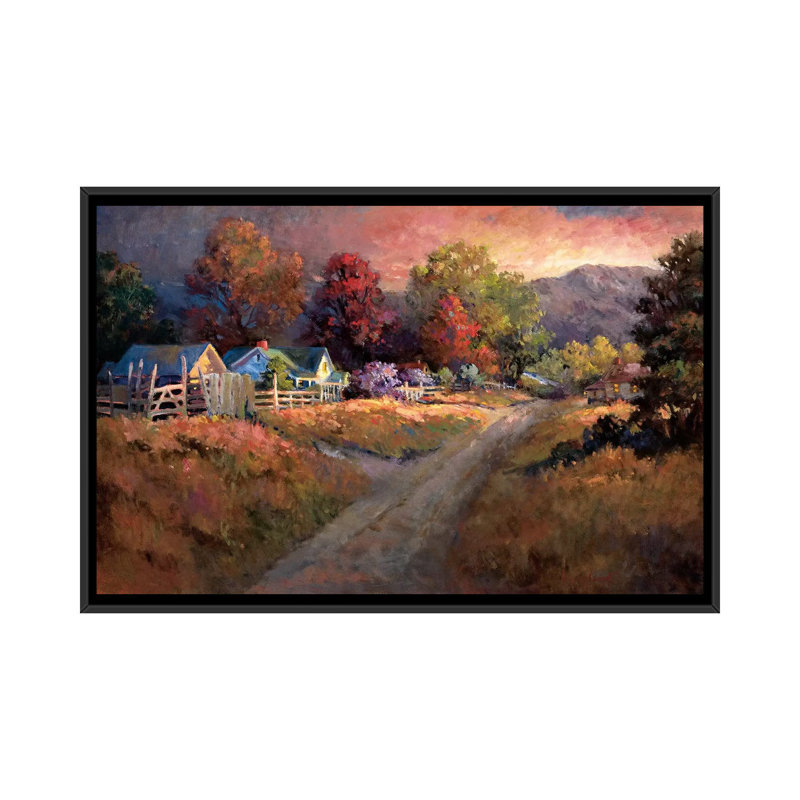 «Rurale Vista I», impression sur toile, H 18 po x l 26 po x P 1,5 po, Toile avec cadre noir, Pas de tapis