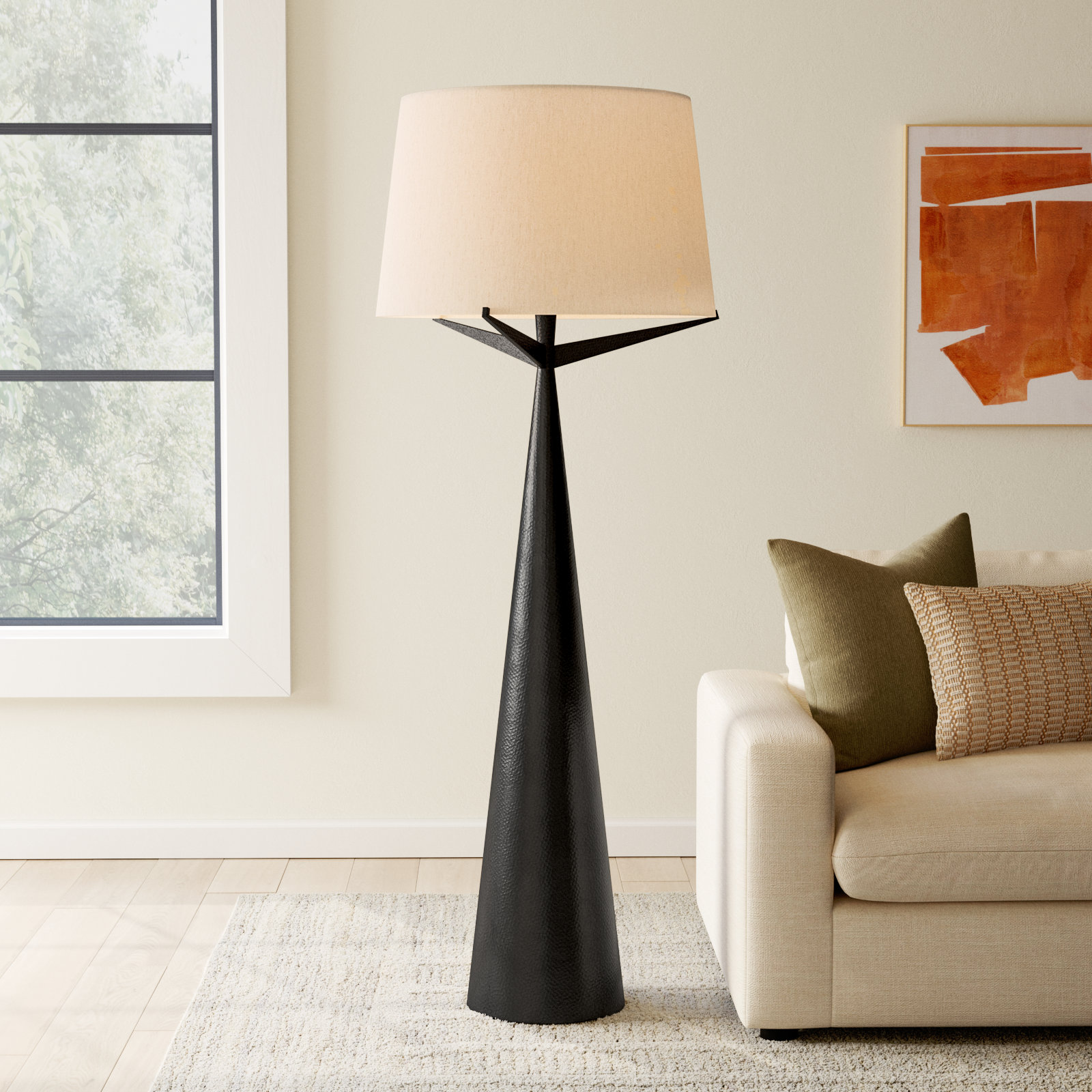 70'' Floor Lamp, Hammered Smoked Nickel