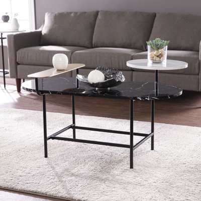 Table basse de 42 po en bois manufacturé noir et métal