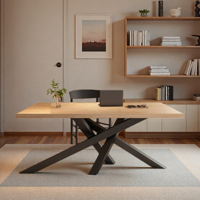 Solid wood desk long office table simple design