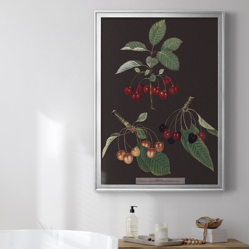 Toile encadrée de qualité supérieure Brookshaw Cherries, Cadre argenté, H 36,5 po x l 26,5 po x P 1 po