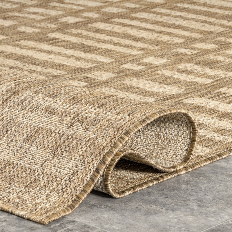 Tapis rayé intérieur / extérieur Zaniyah, Rectangle 6 pi 7 po x 9 pi
