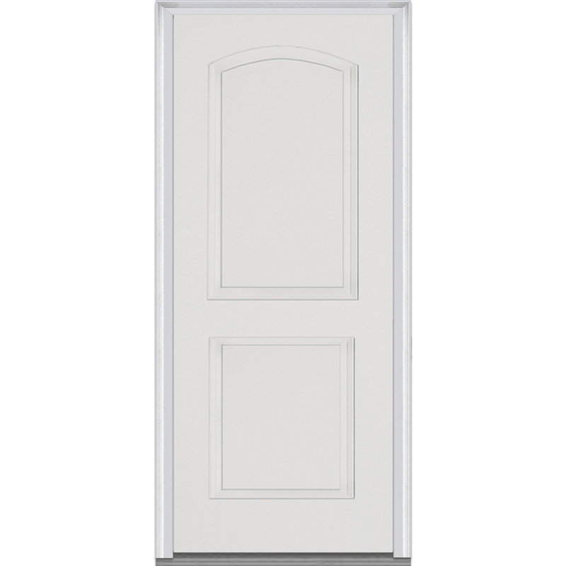 Severe Weather Smooth Primed Arch Out-swing Fibreglass Prehung Front Entry Doors, 37.5" x 81", Left Hand/Out-Swing