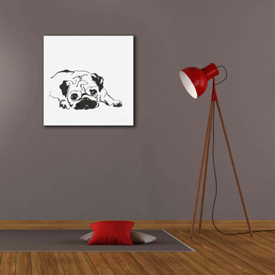 'Line Dog Pug II' by Chris Paschke, Giclee Canvas Wall Art