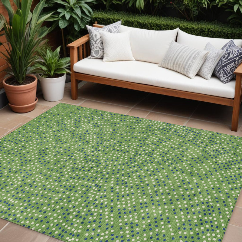 Tapis intérieur lavable à pois vert 9 pi x 12 pi