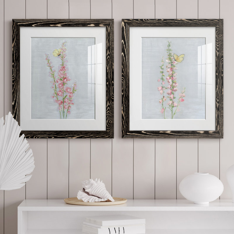 Foxglove Garden I - ensemble de 2 reproductions, H 20 po x l 17 po x P 1 po, H 31,5 po x l 47 po x P 1,5 po, Blanc