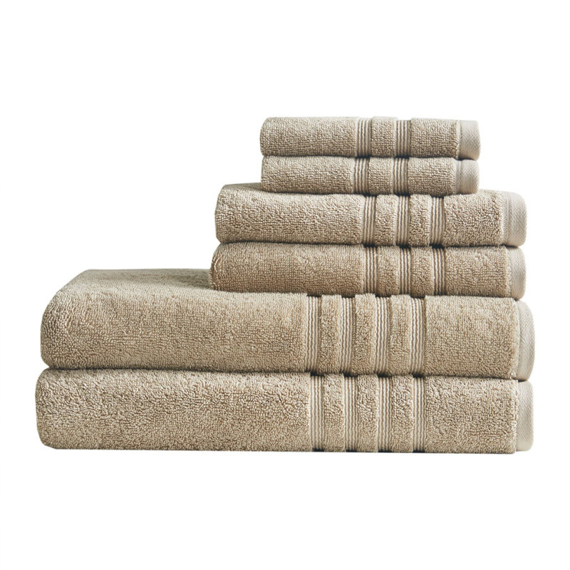 Ensemble 6 serviettes de bain antimicrobien durable, Natural