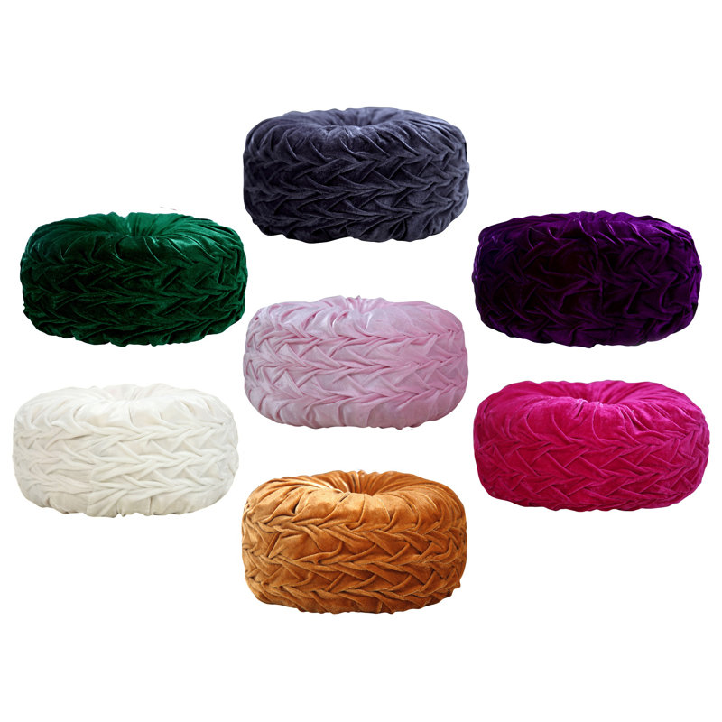 Fuschia Velvet Round Tufted Button Throw Pillow