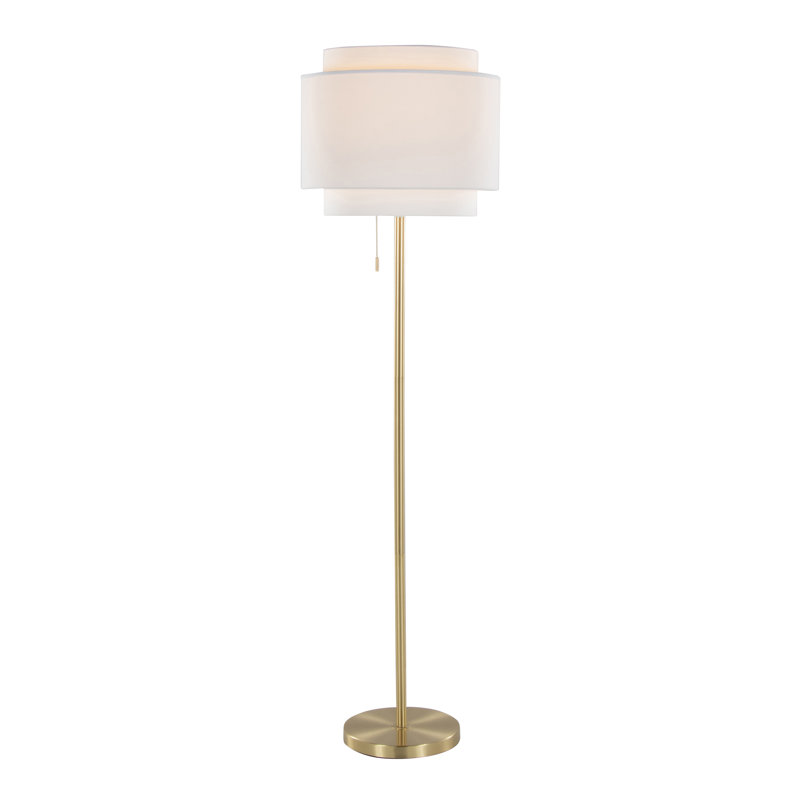 Lampe sur pied en métal 64 po Tier, Or, Blanc