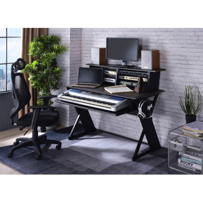 Black Music Desk With Keyboard Tray