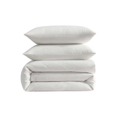 Crinkle Solid White Duvet Cover Set