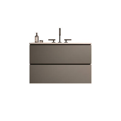 Meuble-lavabo mural 30 po avec lavabo en céramique et trois trous de robinet, grand meuble-lavabo flottant avec rangement