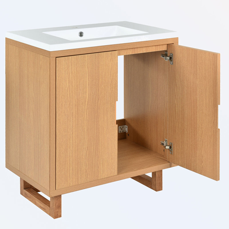 Nickhi 29.5'' Single Bathroom Vanity with Resin Top, Natural