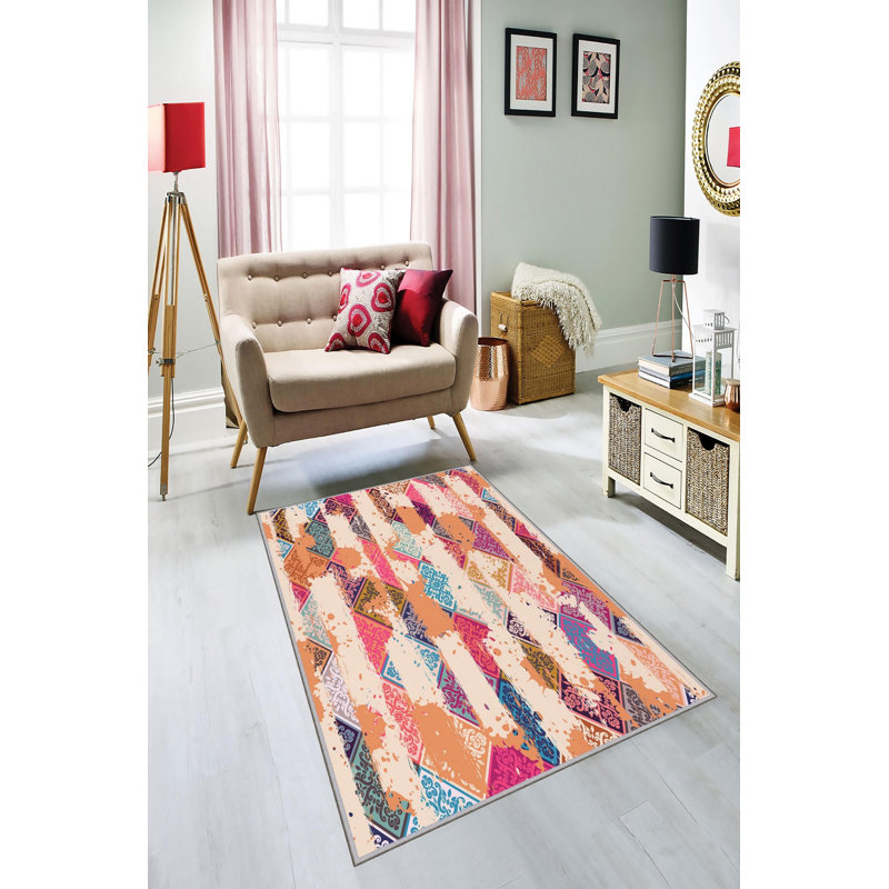 Premium Woven Carpet, 2.6 x 4.0 Feet | 100% Polyester, Antibacterial, Non-Slip Underside | 3D Digital Printing, Machine Washable, Pile Height: 0.04 in | Ideal for Living Room, Bedroom, and Home Decor