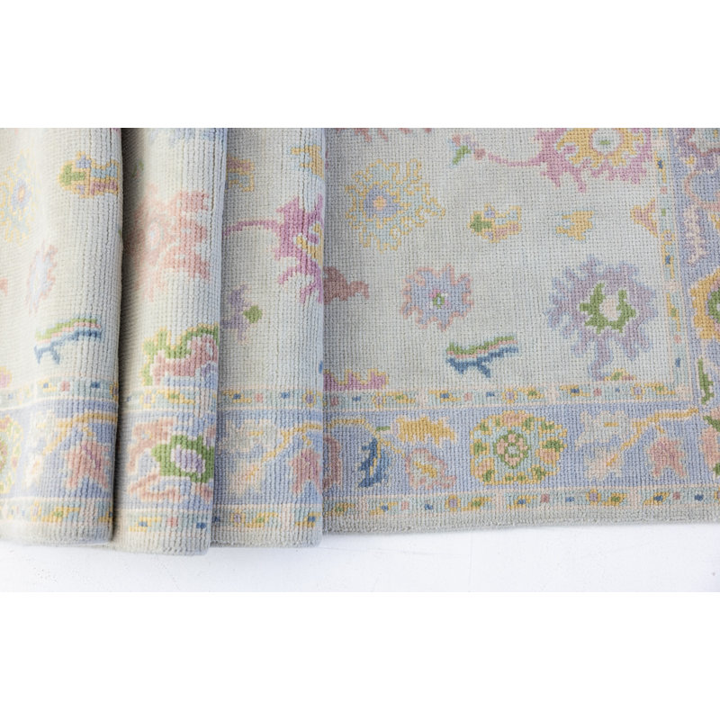 June Hand Knotted Wool Floral Area Rug, Rectangle 6' x 9'