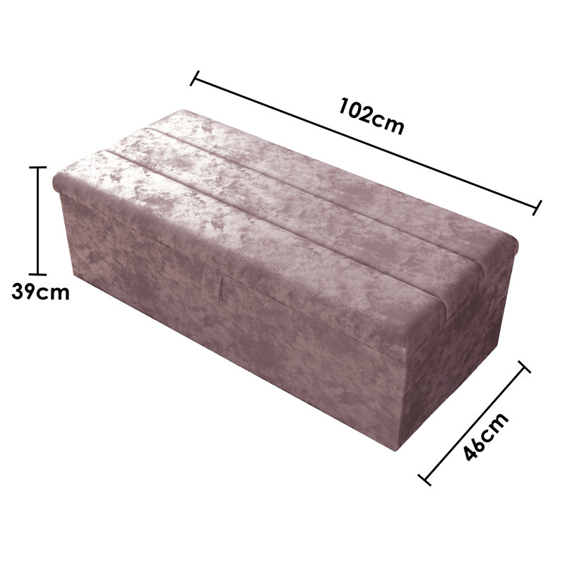 Airiona 102cm Wide Rectangle Striped Standard Ottoman with Storage, Pink
