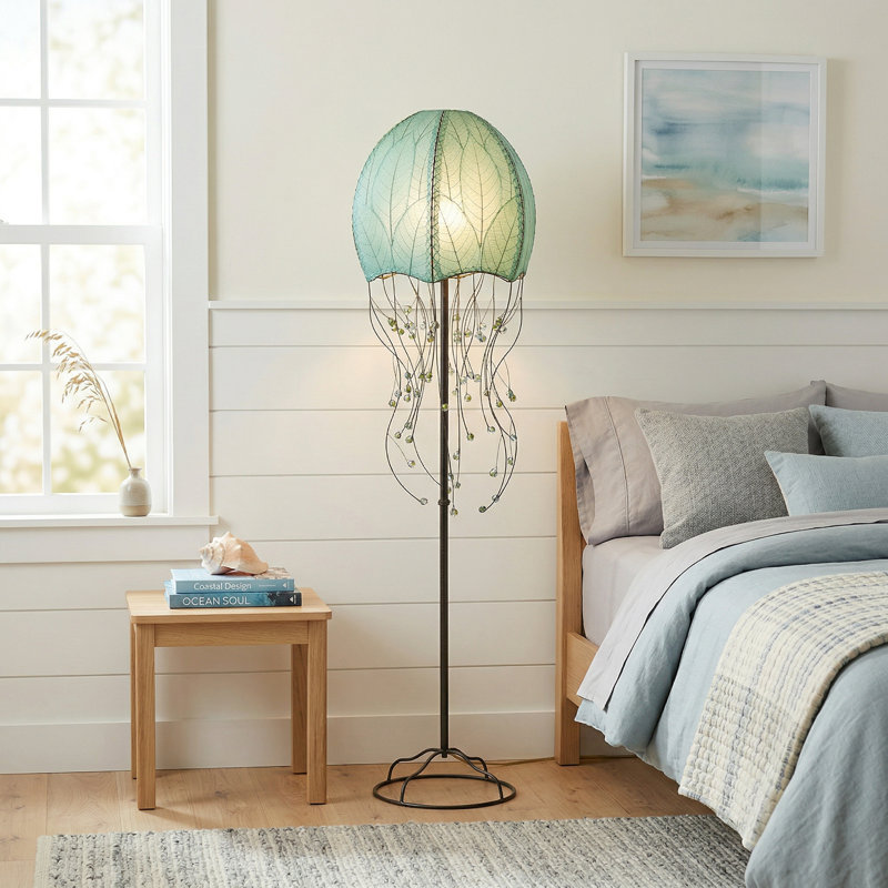 Lampe sur pied 64 po Dobbin Jellyfish, Bleu mer