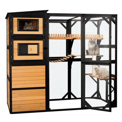 77“ Large Walk-In Catio Outdoor Cat Enclosure Outside Patio For Multiple Indoor Outdoor Cats