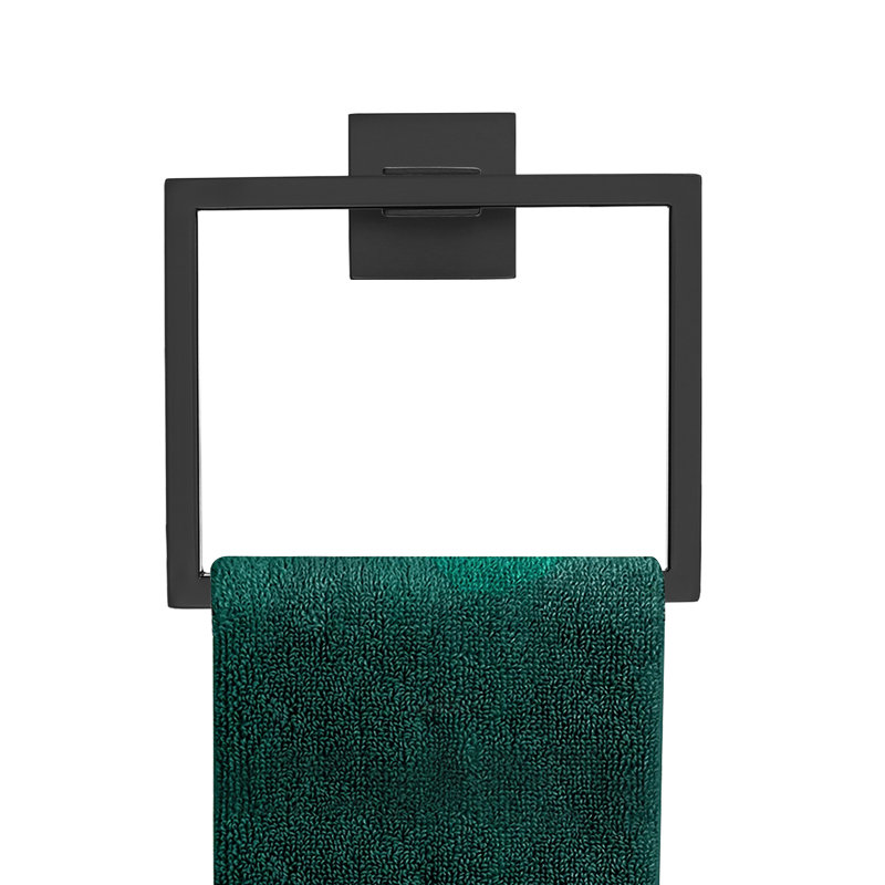 Wall Mounted Modern Towel Ring, Matte Black
