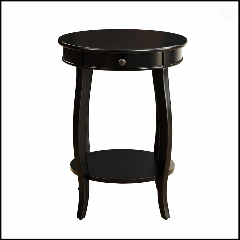 Table d'appoint ronde avec 1 tiroir et rangement ouvert, alliant élégance classique et fonctionnalité moderne