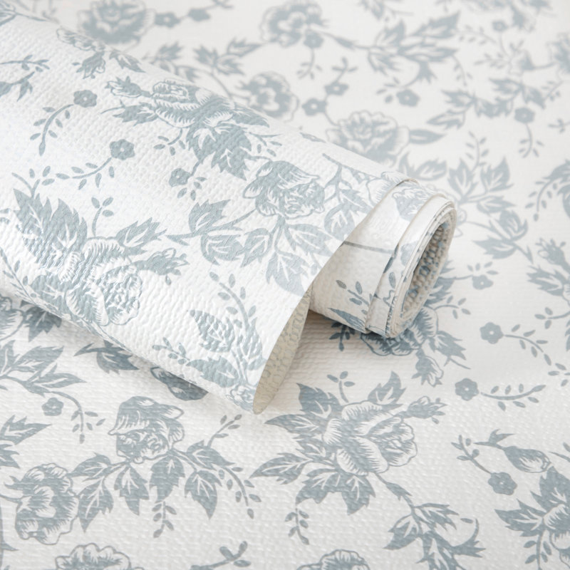 Revêtement pour étagères, revêtement antidérapant non adhésif pour placards, revêtement imperméable pour tiroirs, étagères, commodes, armoires de salle de bain, gris à motifs floraux, 45,7 cm (l) x 243,8 cm (l)