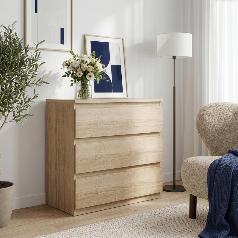 77.2cm W 3 - Drawer Chest of Drawers, Sonoma Oak