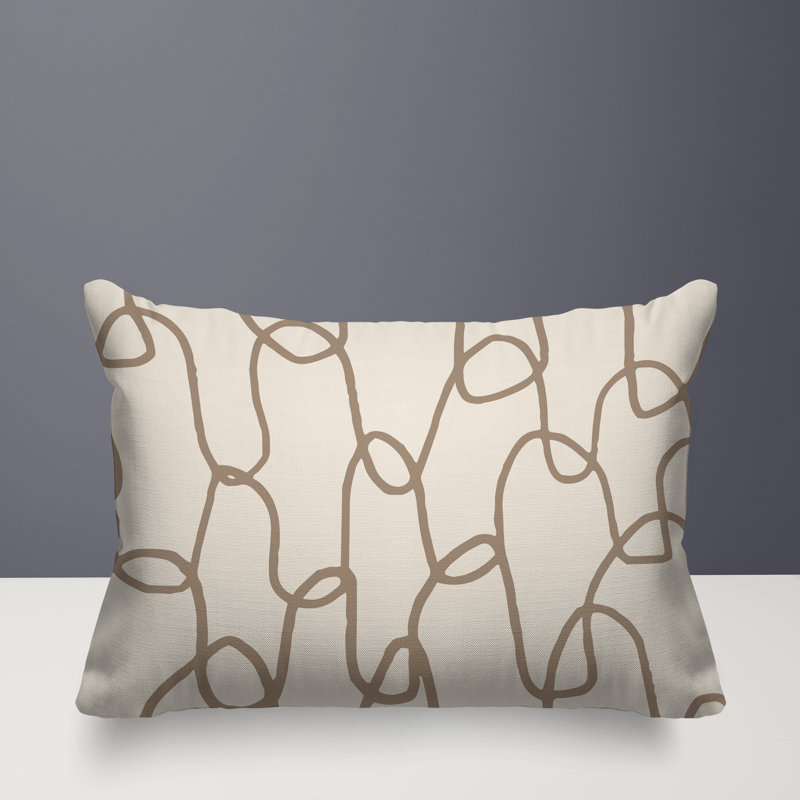 Oreiller rectangulaire réversible intérieur / extérieur Fina, Beige / noir / blanc cassé, H 14 po x l 20 po