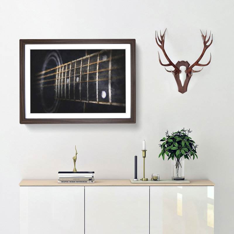 Strings of the Guitar - Picture Frame Graphic Art Print, 33cm H x 45cm W x 2cm D, Walnut Framed