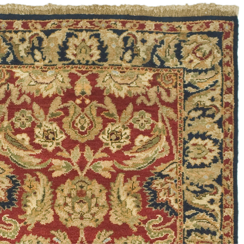 Albirda Wool Pile Oriental Rug in Navy/Gold/Red, Rectangle 6' x 9'