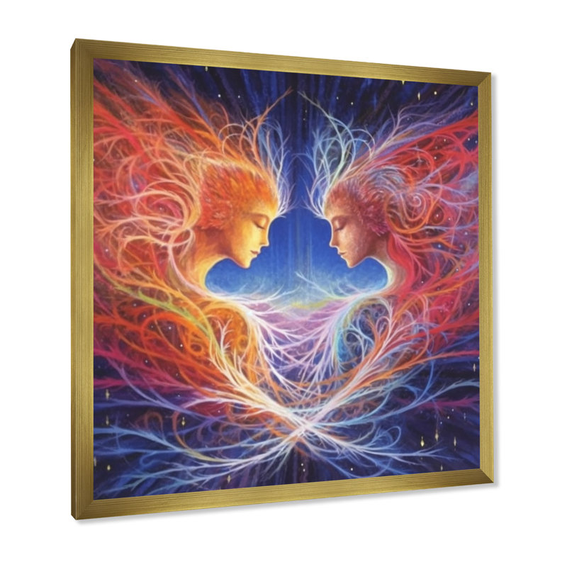 Flamme simple, amour divin I, H 30 po x l 30 po x P 1 po, Cadre doré à une seule photo